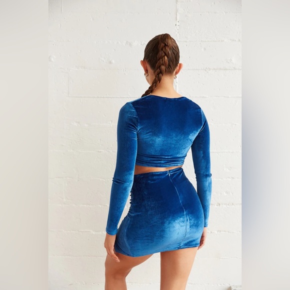 Blue Blush Velvet Royal Sweetheart Pinup Skirt Set - Picture 7 of 7